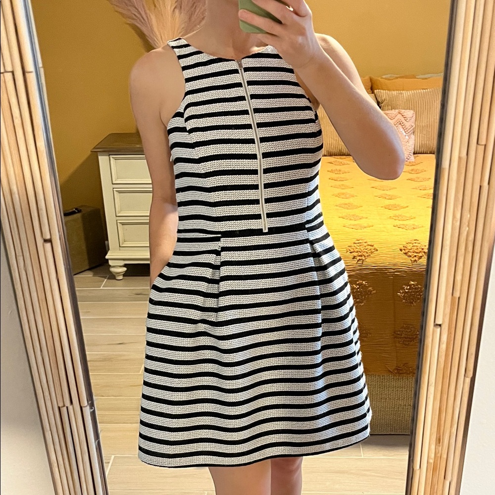 Express Black and White Striped Mini Dress
